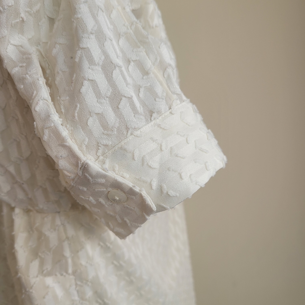 Talbots Cream Textured Button Down Blouse - image 7